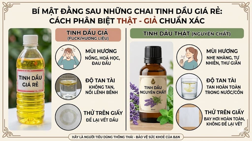 Bí mật đằng sau những chai tinh dầu giá rẻ: Cách phân biệt Thật - Giả chuẩn xác