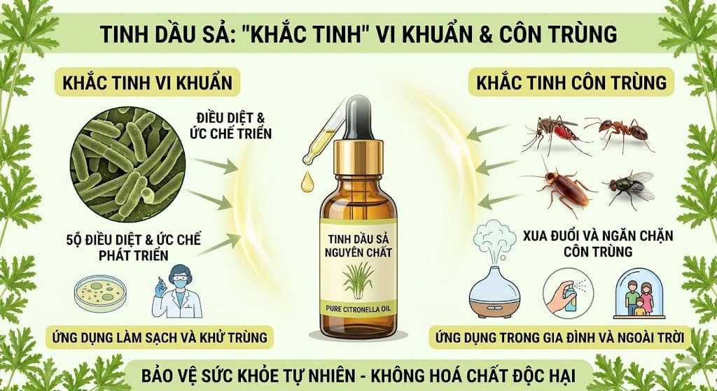 Tinh dầu Sả: "Khắc tinh" vi khuẩn & côn trùng