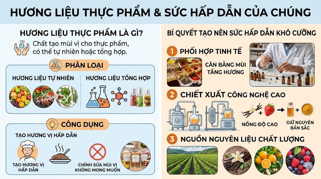 Hương liệu thực phẩm là gì? Bí quyết tạo nên sức hấp dẫn khó cưỡng