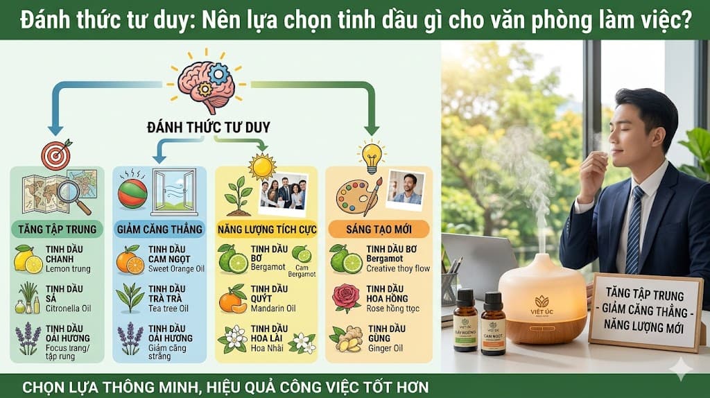 Đánh thức tư duy: Nên lựa chọn tinh dầu gì cho văn phòng làm việc?
