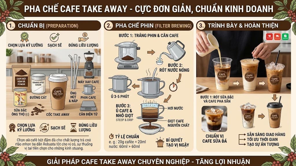 Pha Chế Cafe Take Away Cực đơn giản, chuẩn kinh doanh