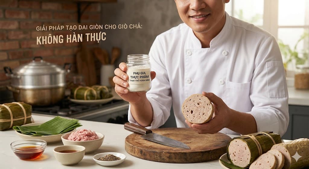 Bí quyết tạo dai giòn cho giò chả: Phụ gia nào thay thế hoàn hảo cho hàn thực?