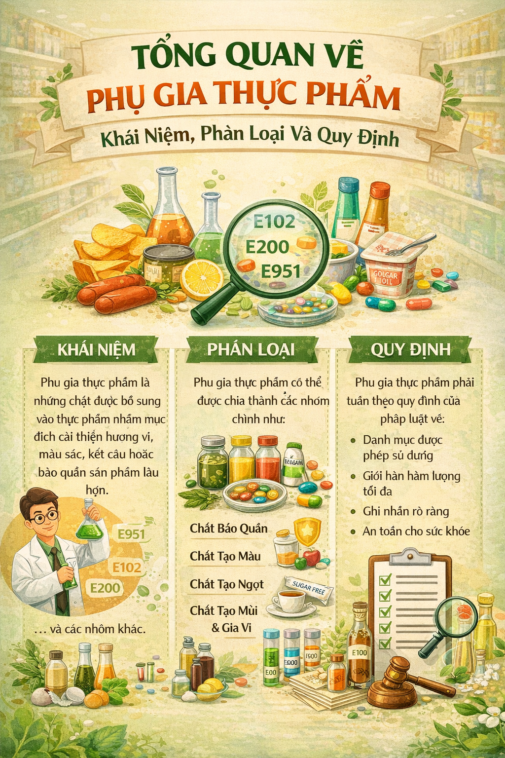 Tổng quan về phụ gia thực phẩm: Khái niệm, phân loại và quy định