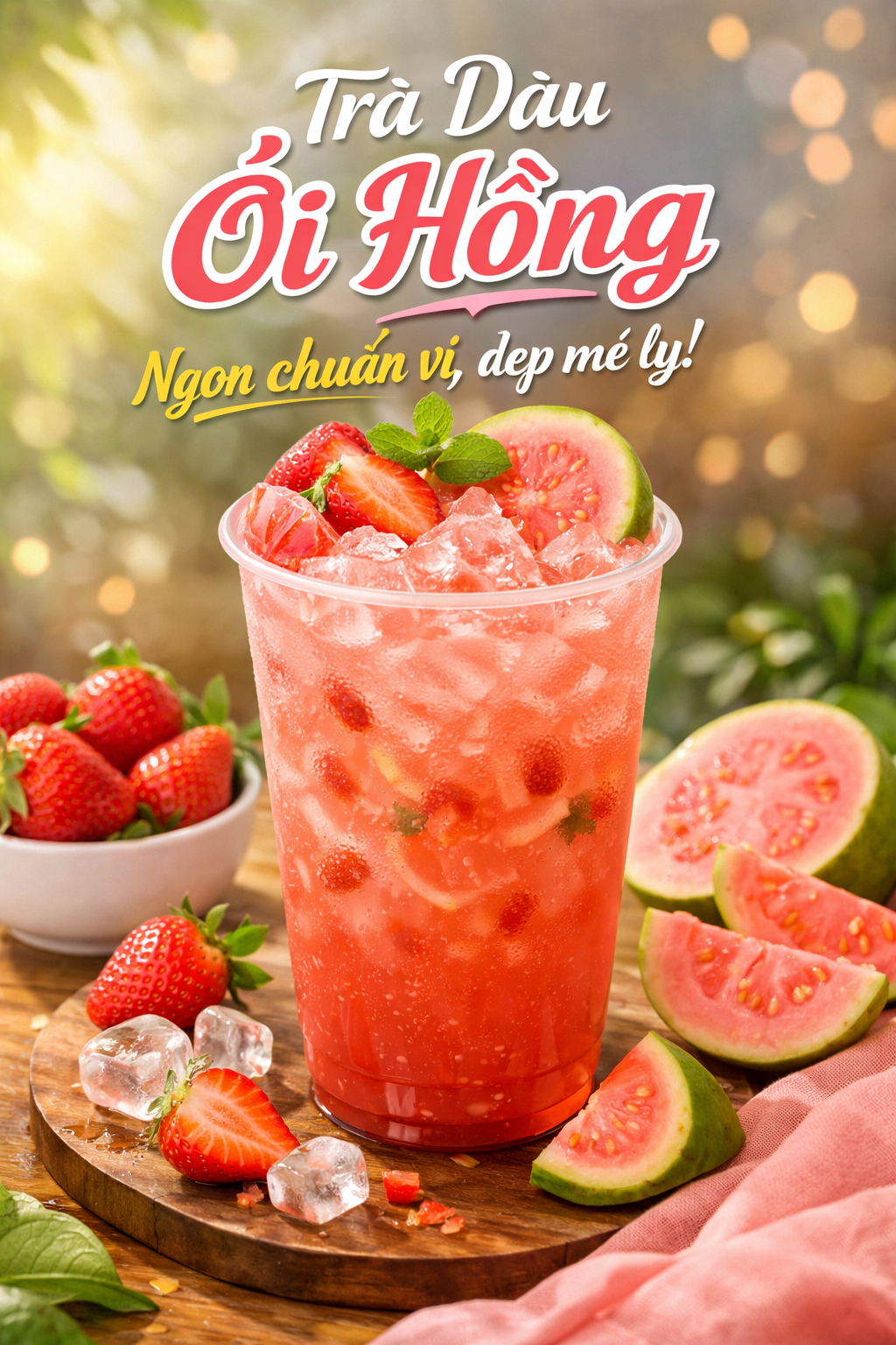 Trà Dâu Ổi Hồng Ngon chuẩn vị, đẹp mê ly